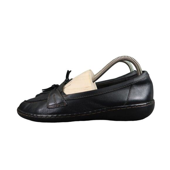 Clarks Shoes Womens 7.5 Loafer Slip On Ashland Leather Black Classic Career Flat - Picture 5 of 14